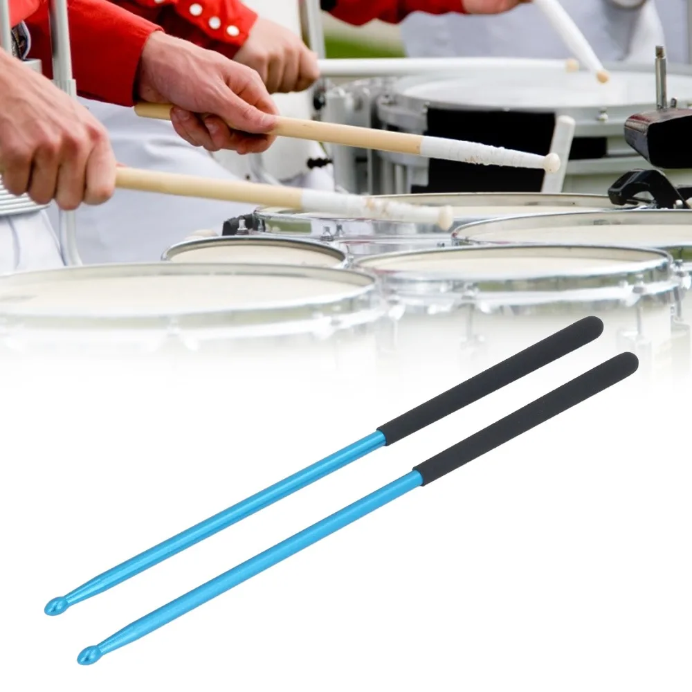 ​5A ​Drum Stick​ ​Aluminium Alloy Rubber Handle​ ​Aluminium Alloy Drum Stick​ ​Blue/​Silver Solid Power Boosting​