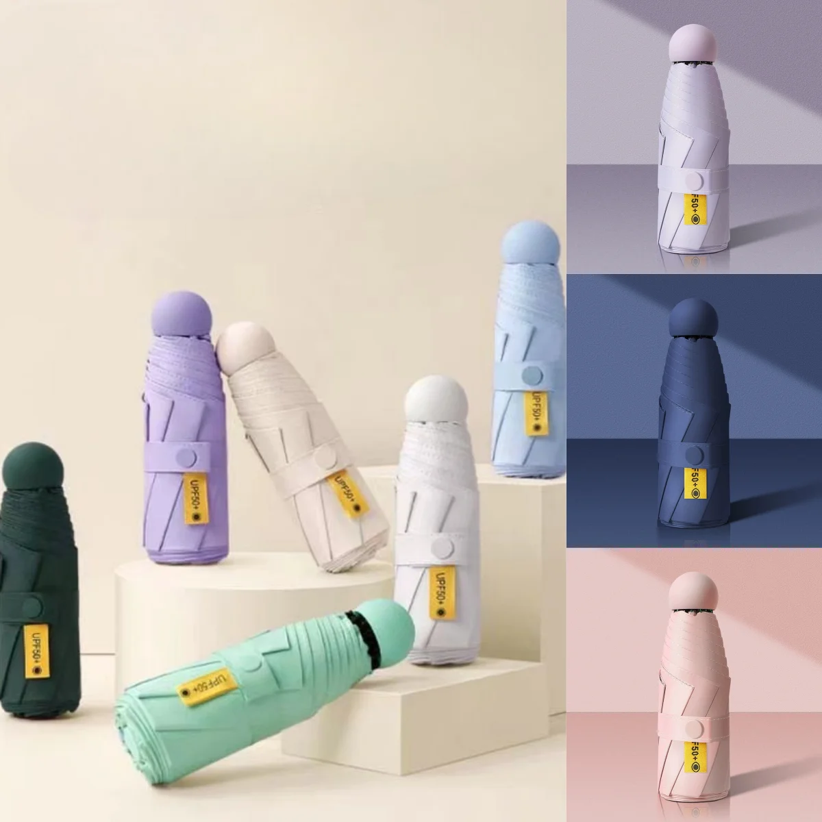 

Candy Color Outdoor Sun Umbrella Small and Portable Capsule Umbrella Female Sun and Rain Dual Use Sunshade and Sunscreen