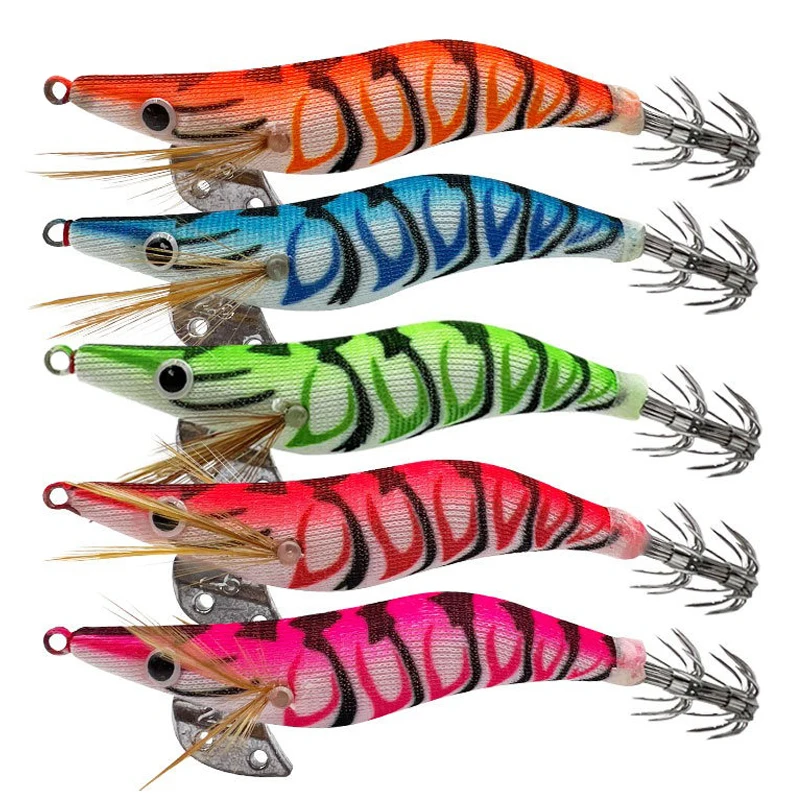 1 قطعة متوهجة خطاف صيد على شكل سمكة الطعم خطافات الحبار الرصاص رئيس الأوزان الأفقي خشبية الروبيان المتذبذب ل الأخطبوط الحبار صيد السمك #1