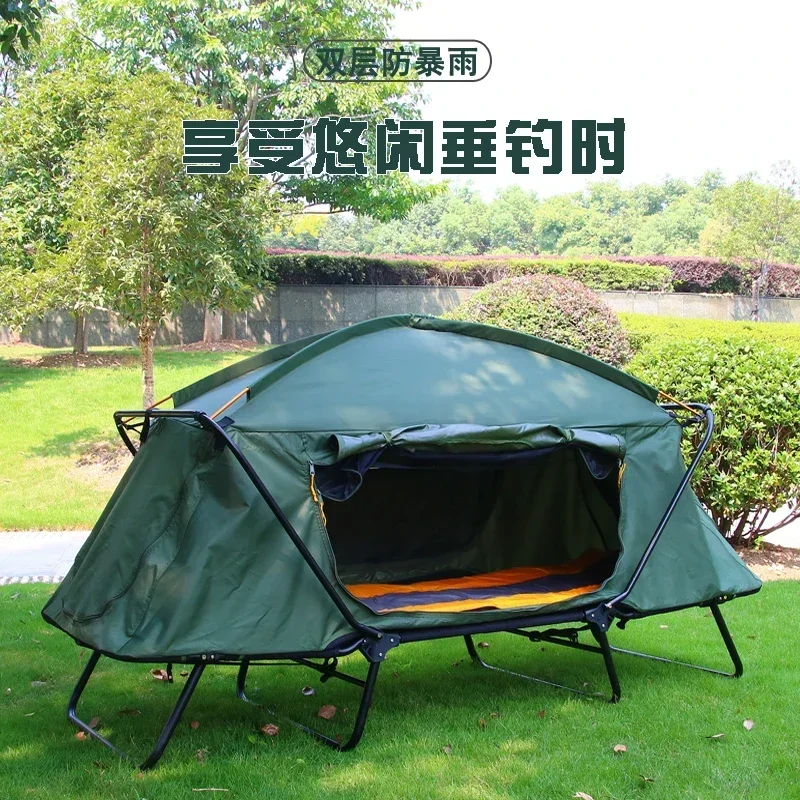 A  Tent outdoor camping rain-proof thickened camping double-layer cold-proof fishing special off-ground tent rainstorm-proof dou
