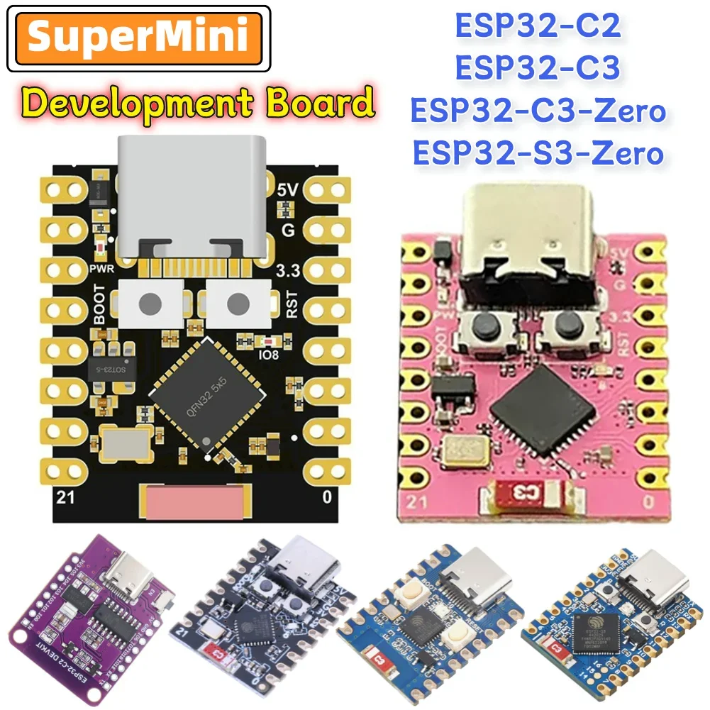 ESP32-C3/C2 Development Board WiFi Bluetooth-Compatible ESP32 SuperMini Electronics Project Board 3.3-6V Power Supply Low Power