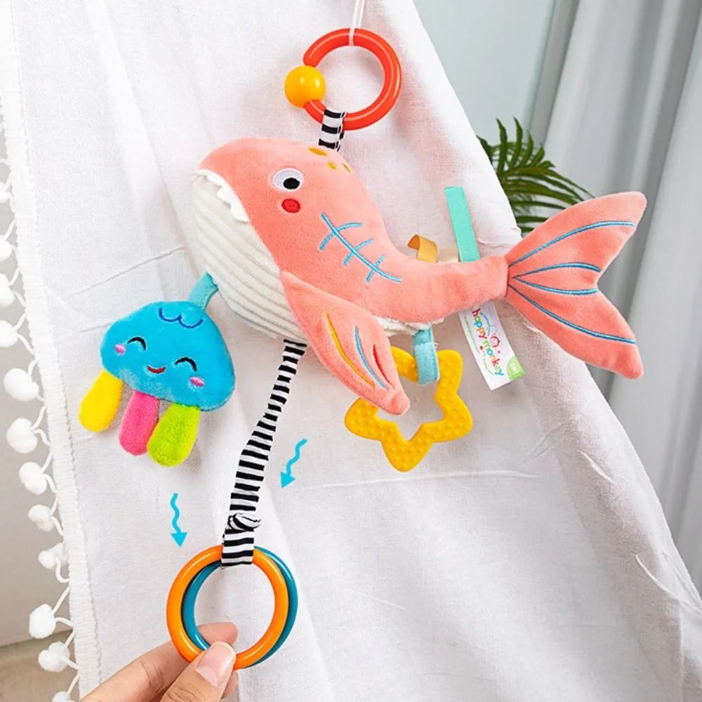 Cloche de berceau sensorielle pour bébé de 0 à 12 mois, hochets de dentition amovibles, poignée douce, Animal en peluche résistant à l'usure