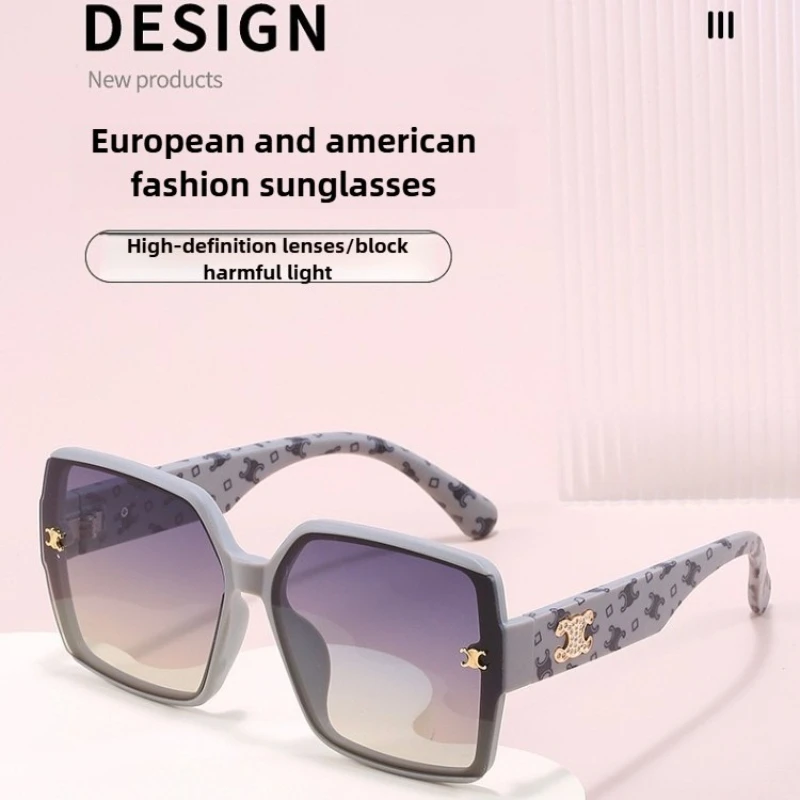 

​​Women's Fashion Large Frame Sunglasses with Floral Letter Temple Design UV Protection for Driving​​
