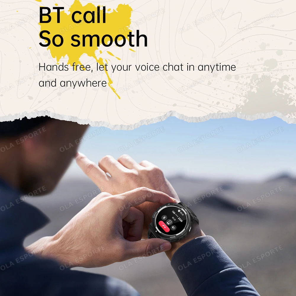 Nuovi orologi intelligenti Donna Uomo Chiamata Bluetooth Localizzazione GPS Monitoraggio della frequenza cardiaca Luce a LED Smartwatch esterno impermeabile PK T-Rex 3