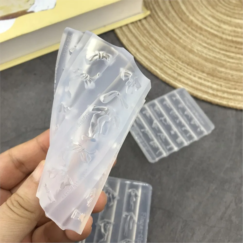 Picture 7: 9.5*7.7cm 5D Long Ribbon Bow Silicone Nail Molds Transparent Bowknot Sculpture Carving Template Reusable Nail Charms Molds Tools