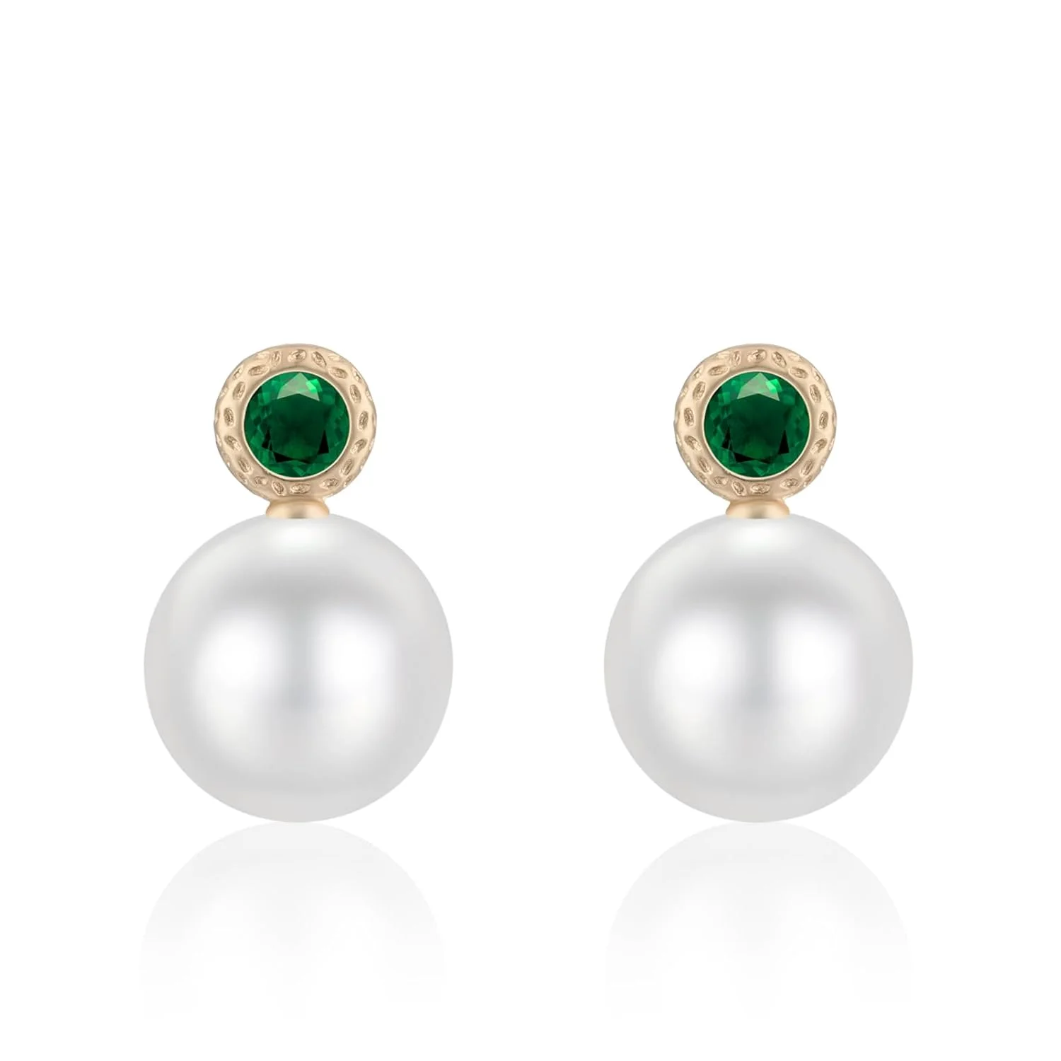 Vintage Crystal Emerald Earrings Gold Plated Pearl Drops