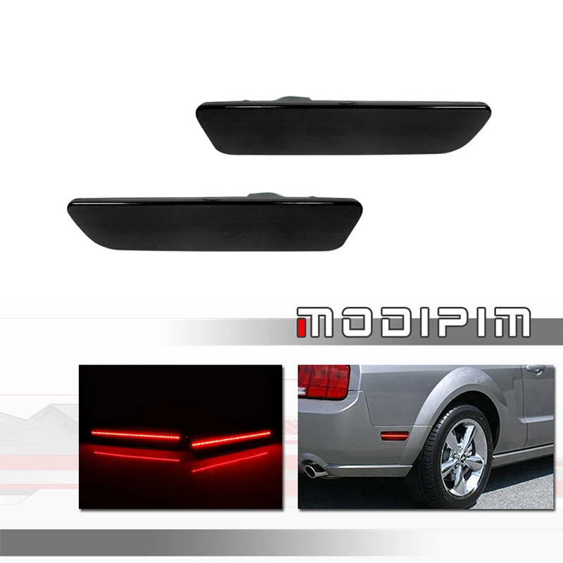 

Smoked / Red Lens Red LED Car Rear Bumper Side Marker Lights Fender Flare Lights For 2005 2006 2007 2008 2009 Ford Mustang 12V