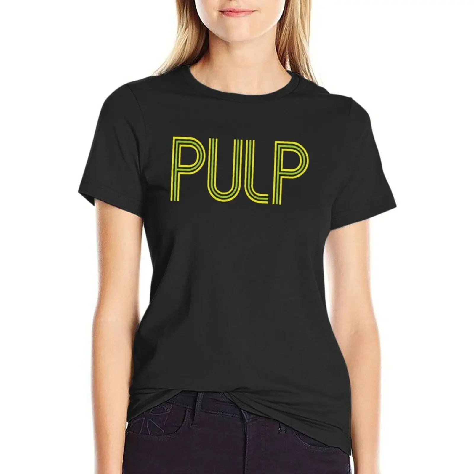 

Pulp Logo T-shirt lady clothes korean fashion black t-shirts for Women