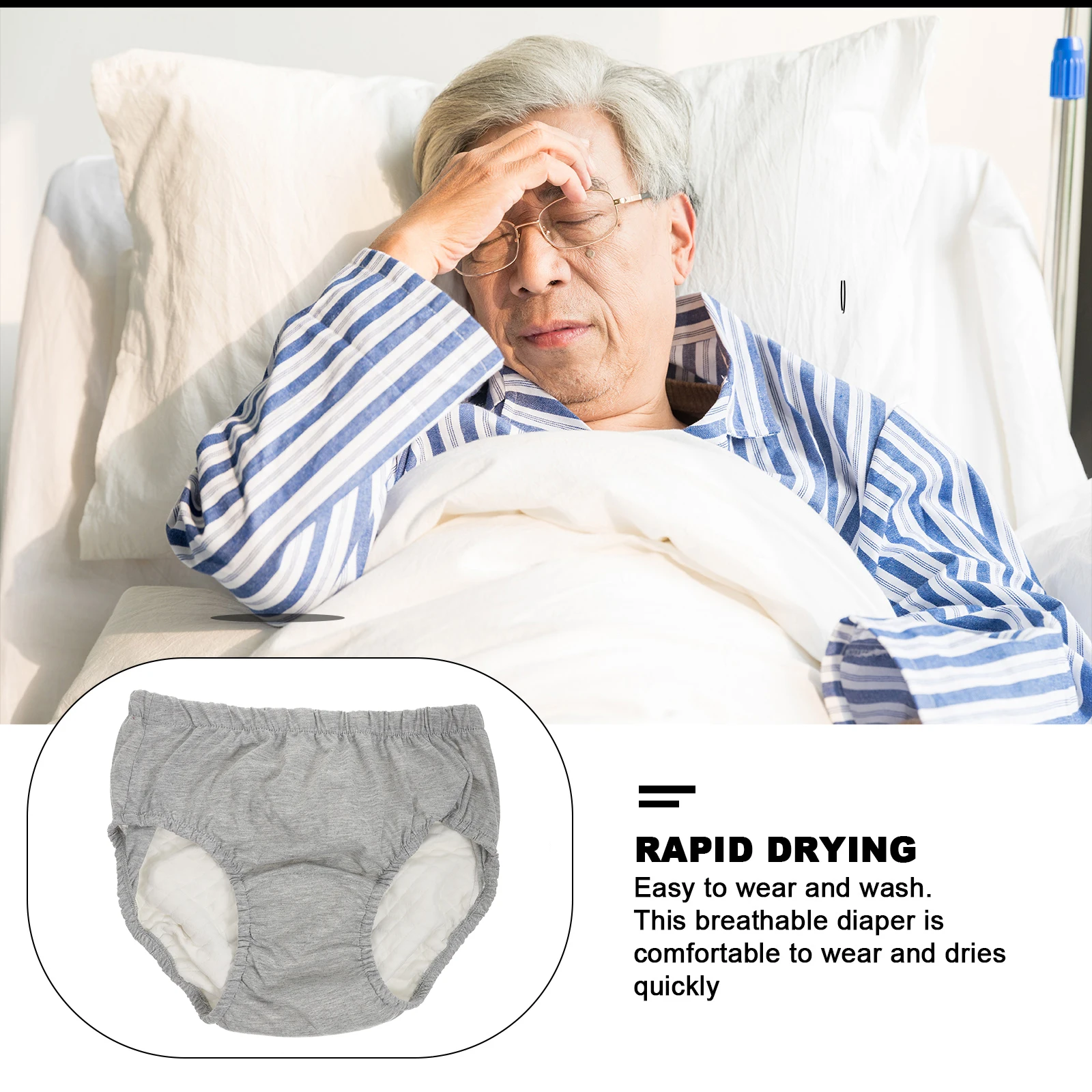 

Adult Incontinence Diaper Elderly Anti Urine Nursing Underwear Washable Briefs High Absorption Waterproof Breathable