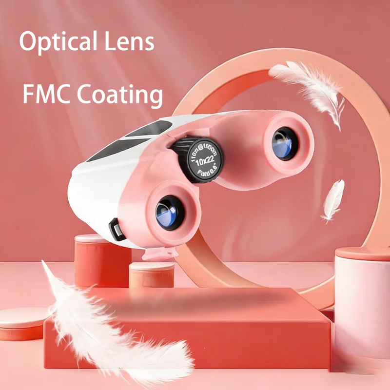 

10x22 Kids Binoculars HD BAK4 Prism FMC Lens 145g Compact Outdoor Telescope for Children Bird Watching Educational Toys Gift
