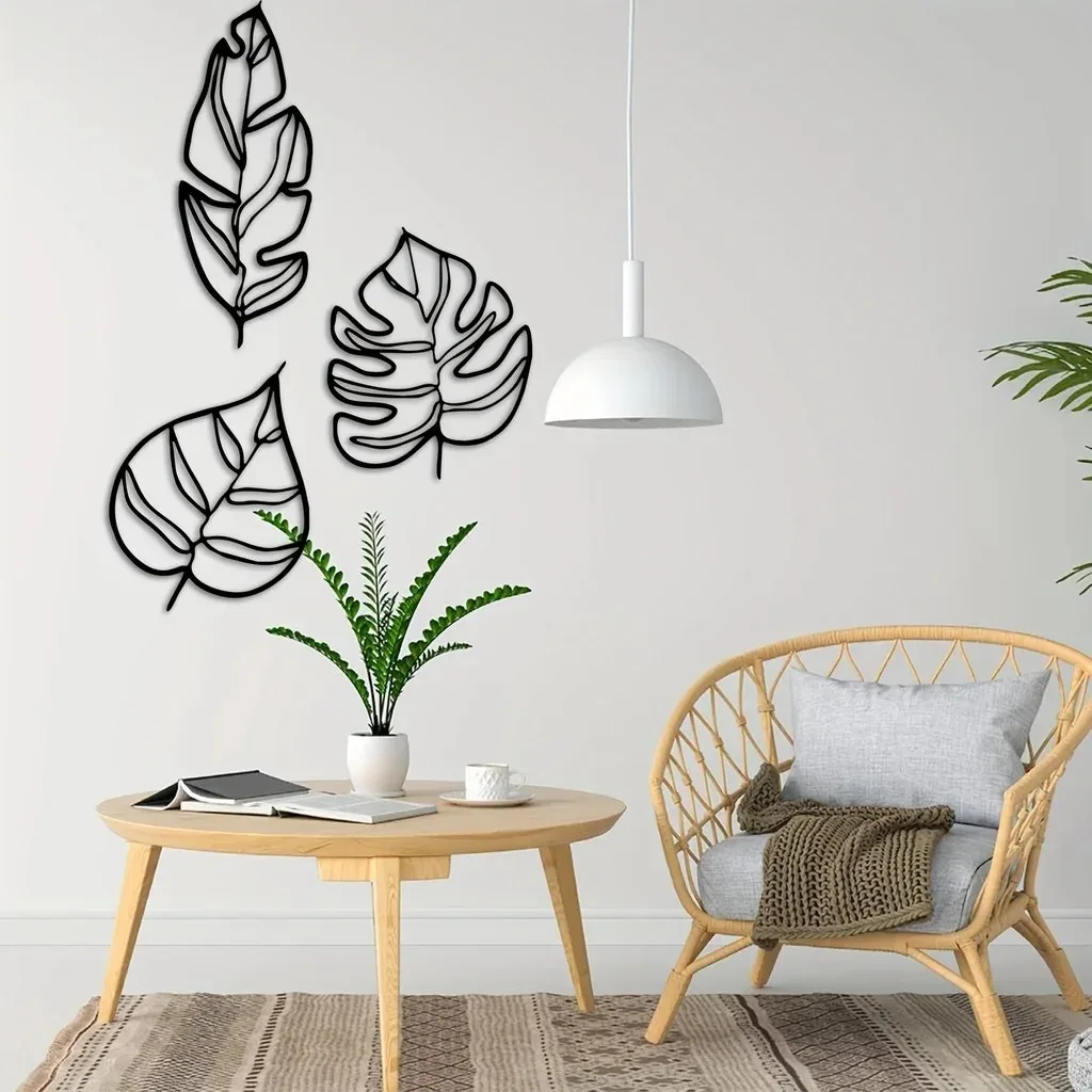 

3pcs Metal Animula Three Leaves Home Decoration Wall Hanging Decor Iron Art Room Holiday Decor Festival Sence Decor Livingroom