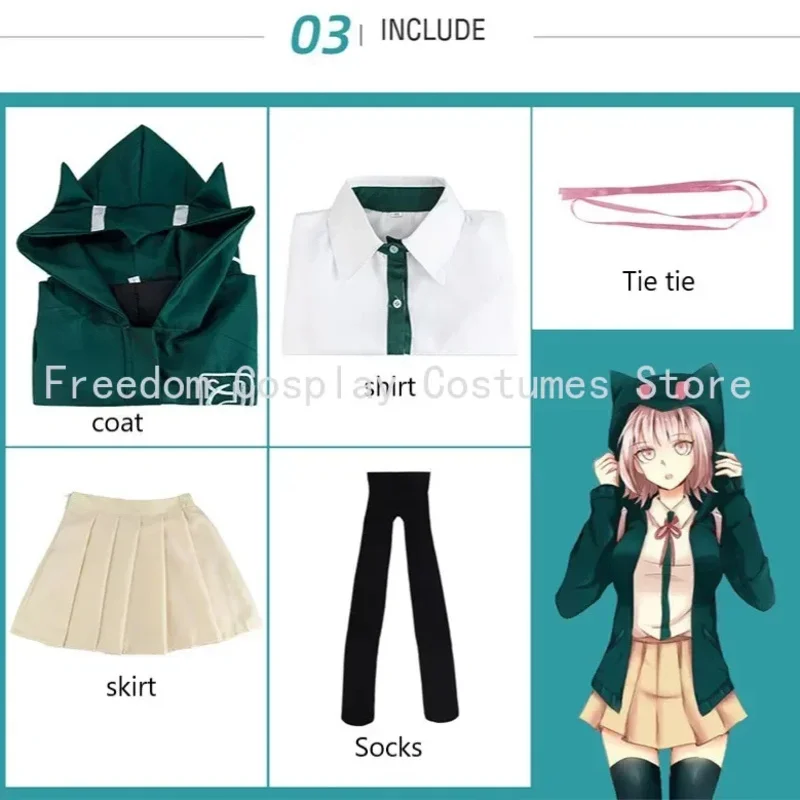 Аниме Danganronpa Nanami ChiaKi, парик для косплея, школьная форма Jk, игра Dangan Ronpa, костюмы на Хэллоуин для женщинx; 2'a, 6.h; 8'v,