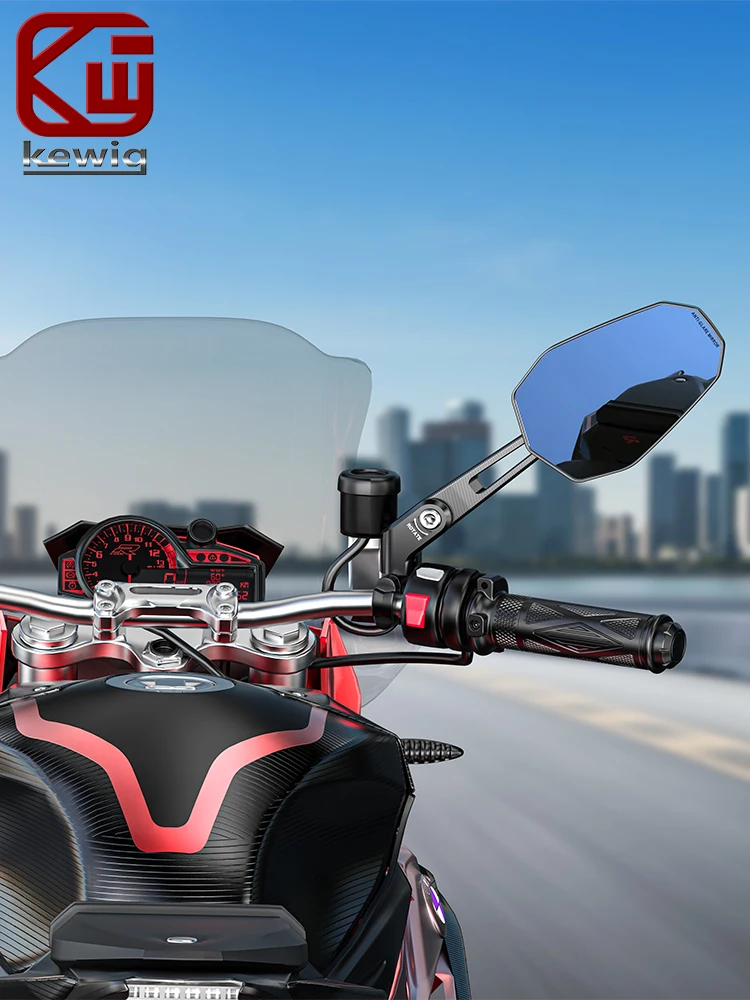 AliExpress kewig Kewig RM2 2PCS Motorcycle Rearview Mirrors CNC Aluminum Alloy Waterproof Anti-Glare 180° Adjustment M10 Base for Scooter E-Bike