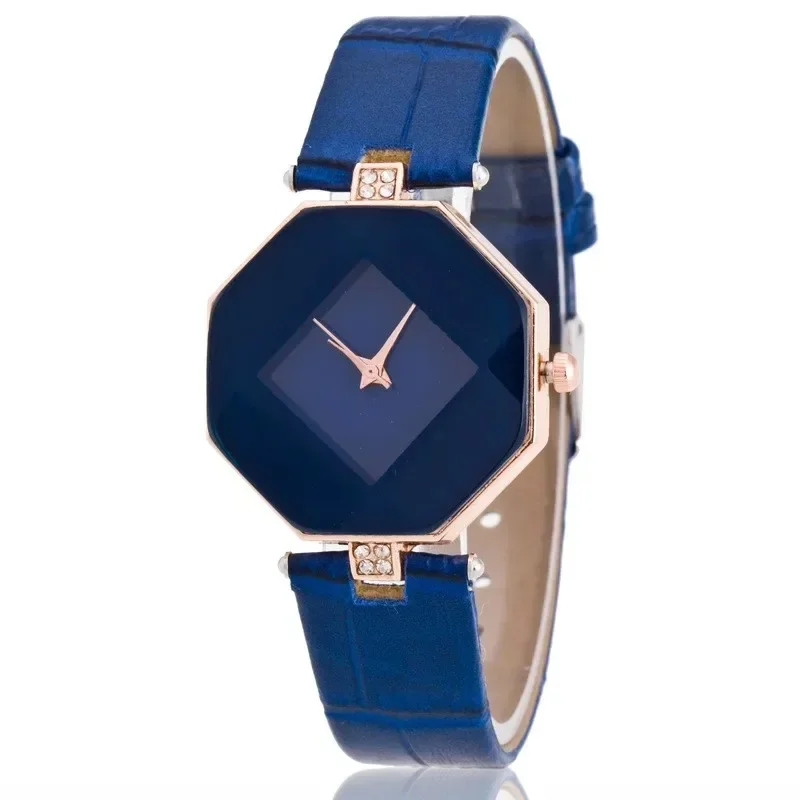 Montre-bracelet en cuir pour femme, horloge en or et diamant, mode décontractée