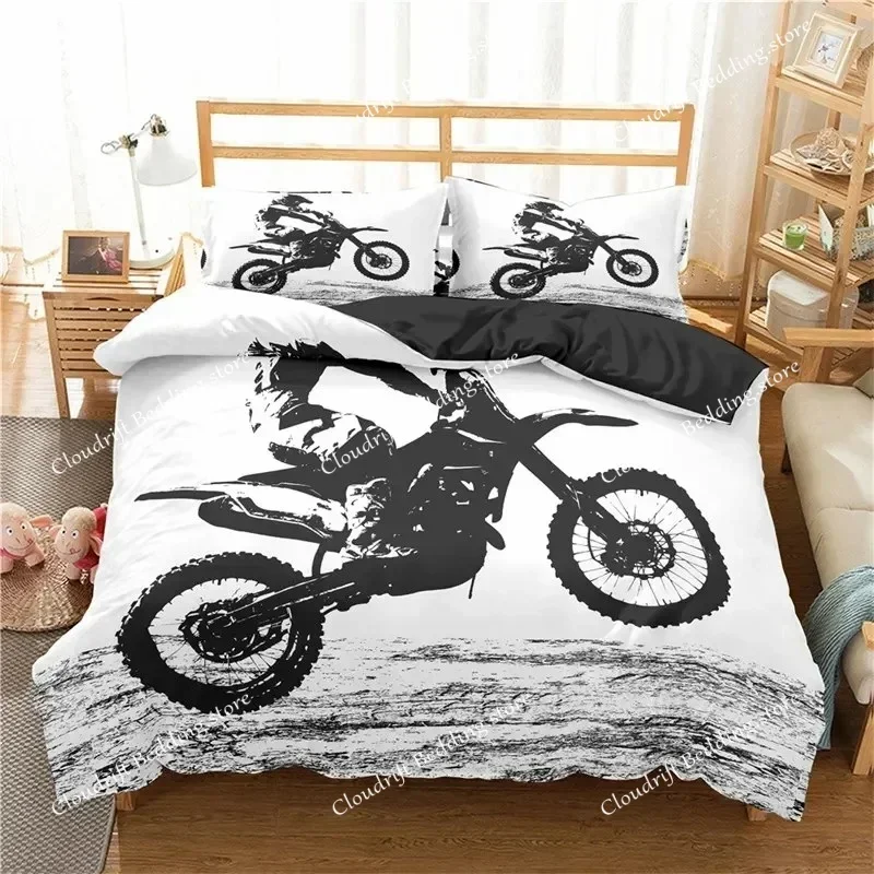 

Extreme Sport Duvet Cover Motocross Bedding Set For Youth Teen Boys Room Microfiber 3D Motocross Racing Moves Theme Quilt Cover0