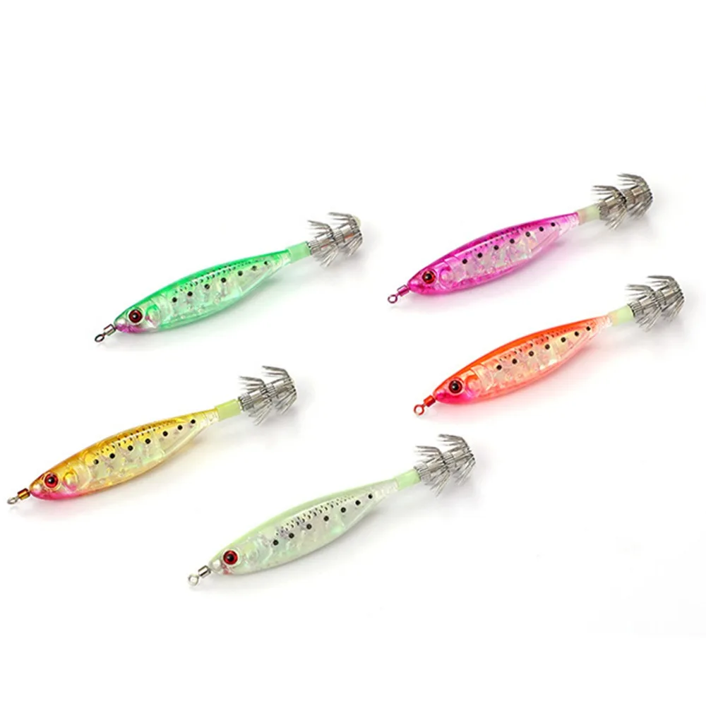 2pcs 2024 fishing tackle wood shrimp lures jigs 10cm 11g squid hook lead sinker explosive hook fishing bait simulation