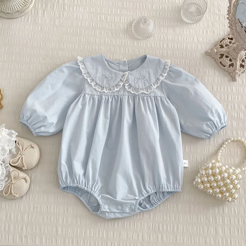 

Новинка 2026 года: Весенний комбинезон для новорожденных девочек (0-24 месяца) с длинным рукавом, хлопковый, с кружевными вставками