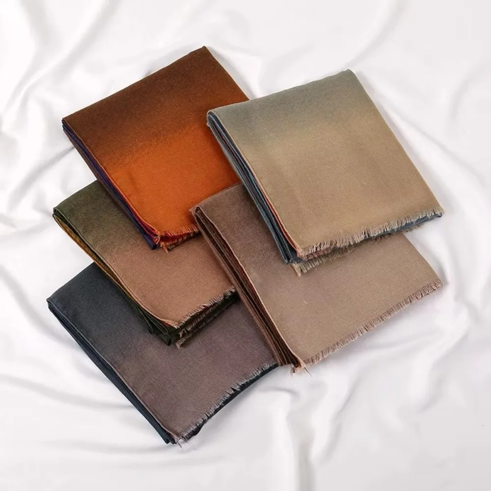 シンプルな綿の女性用ヒジャブスカーフ、タイダイ染めのオンブレロングショール、フリンジ付きヘッドスカーフ、ムスリム女性用ラップ