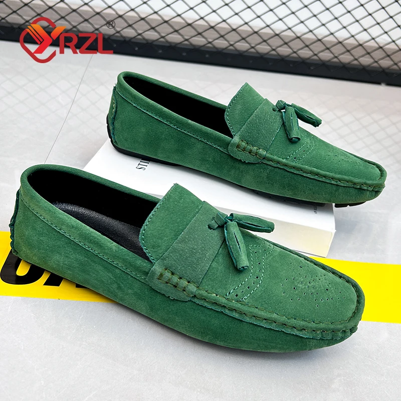 YRZL Loafers Men Casual Shoes Tassel Brogue Shoes Men Loafers Moccasins Breathable Slip on Big Size Driving Loafers for Men