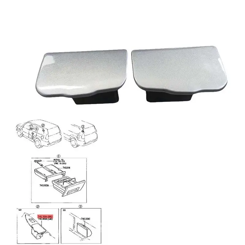 1Pair Car Rear Door Ash Tray Assy 74130-60050 74130-60090 For Toyota Land Cruiser Prado 1998-2009 Ashtray Box Receptacle