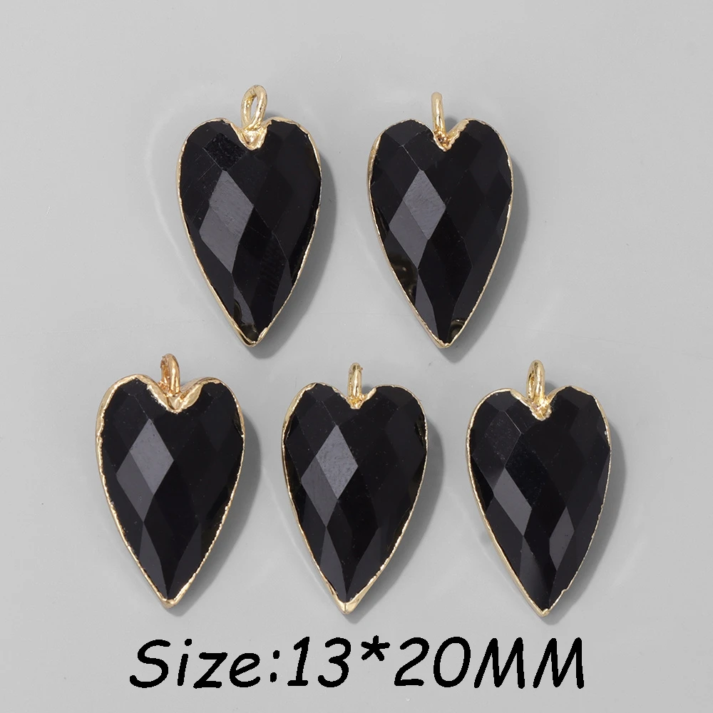 2Pcs Shiny Labradorite Heart Shape Pendants for DIY Jewellery