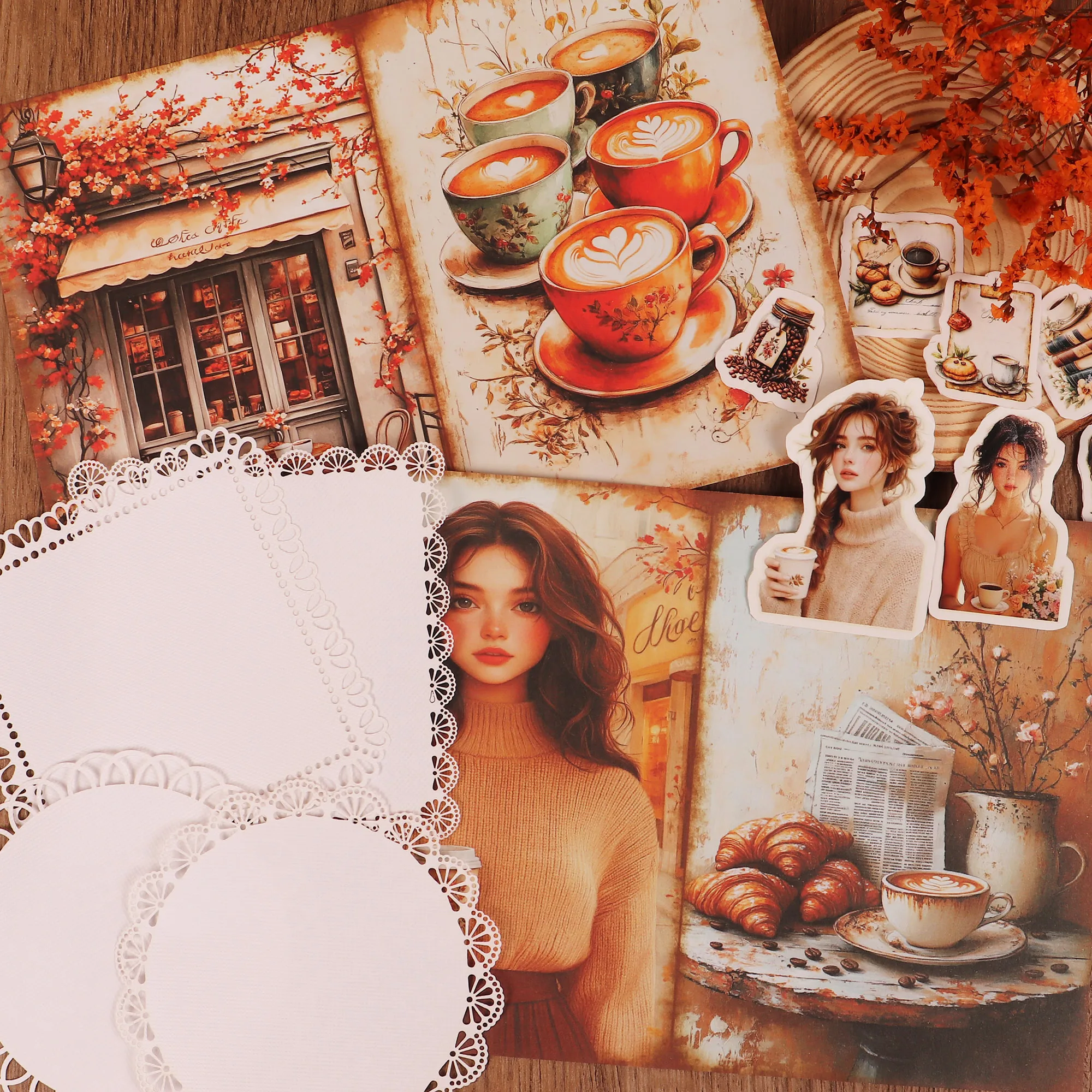 JAIIMAN58 pièces (10 dentelle papier creux + autocollant) papier texturé Vintage Victoria bricolage, pour l'artisanat d'art, fournitures de Scrapbooking, éphémère