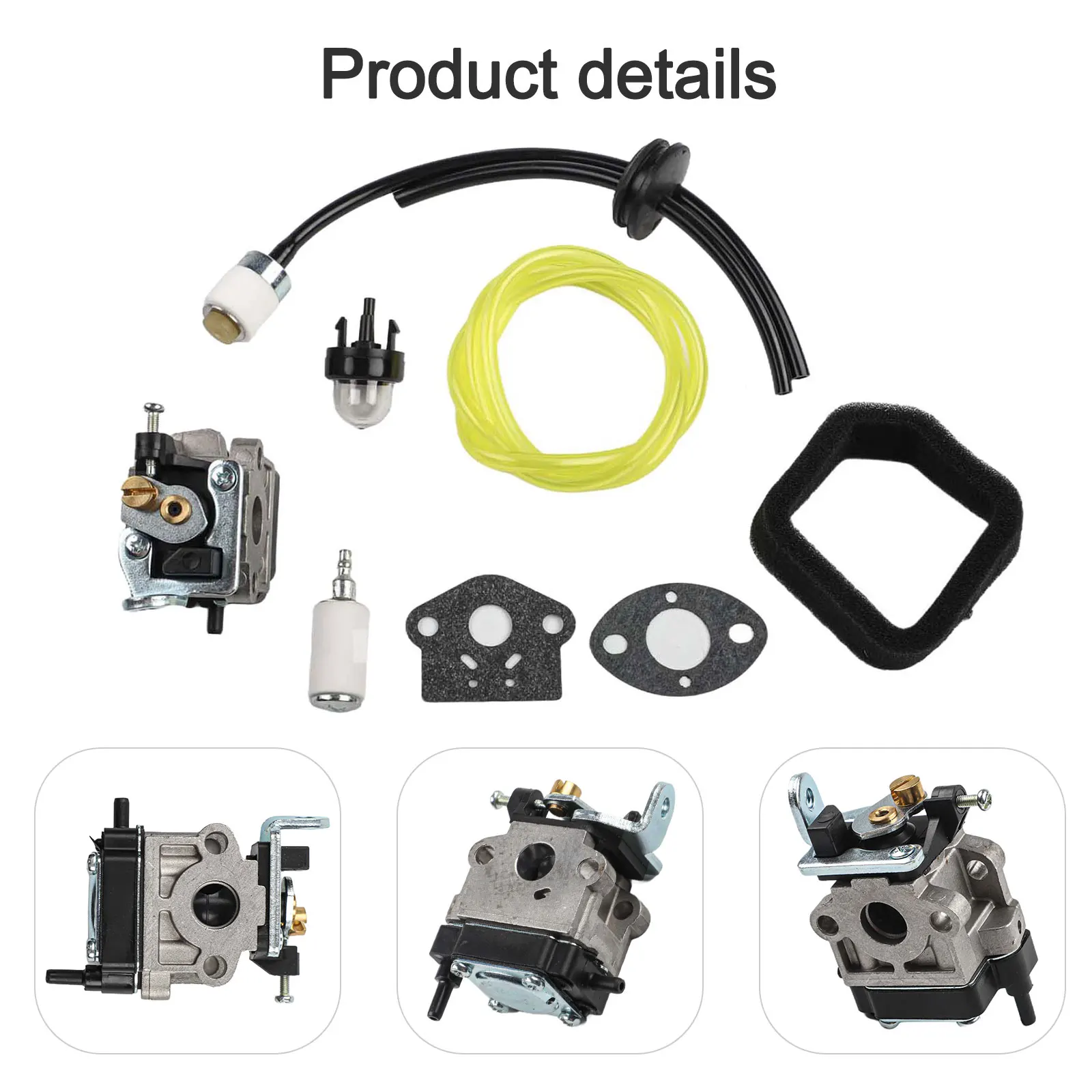 Trimmer Carburetor for Tanaka CG22EA 211cc and TCG22EAB Brush Cutters with Complete Air Filter Fuel Filter and Fuel Pipe Kit