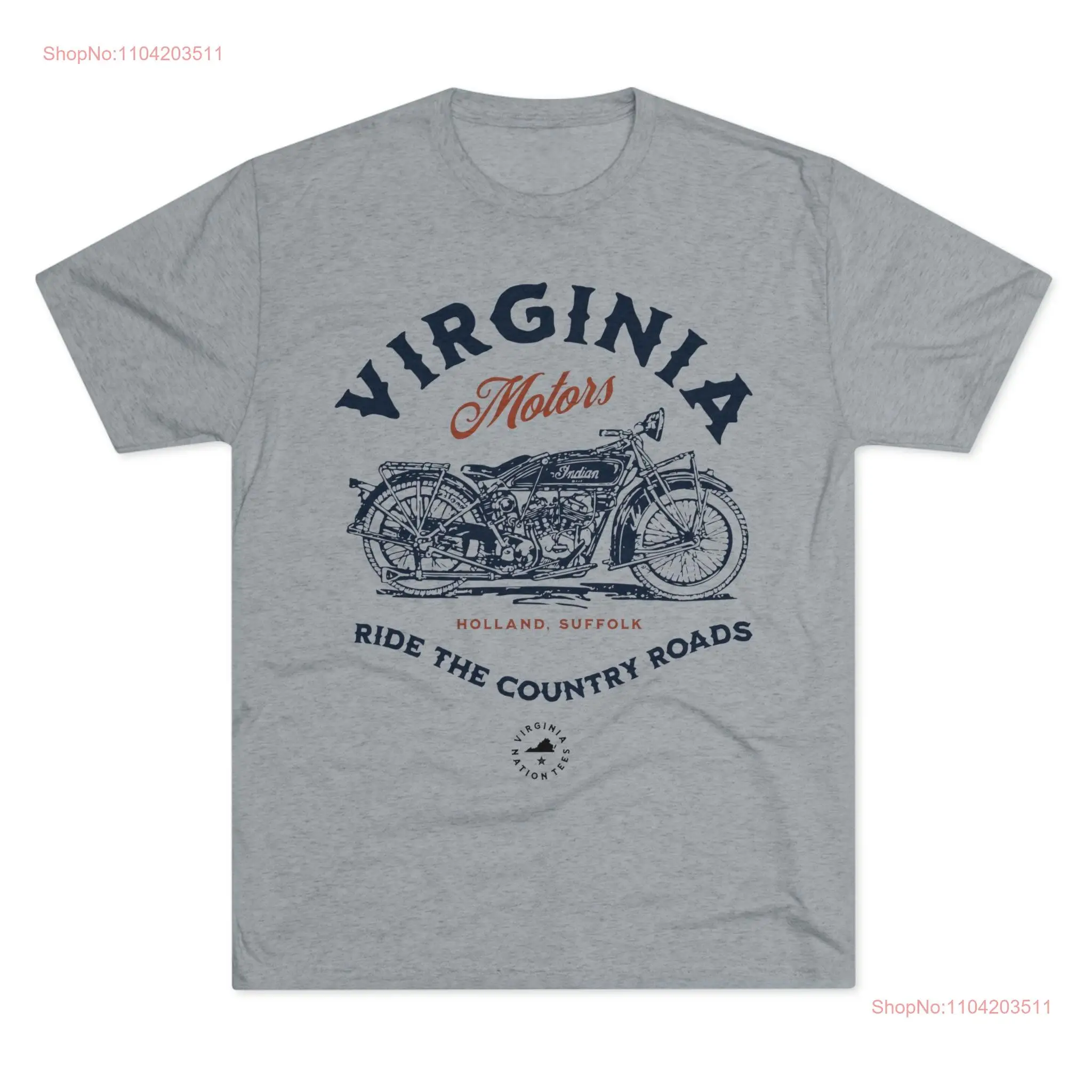 Virginia Motors T Shirt SPECIAL Tri Blend Crew Commonwealth of Bath Homestead VA long or short sleeves