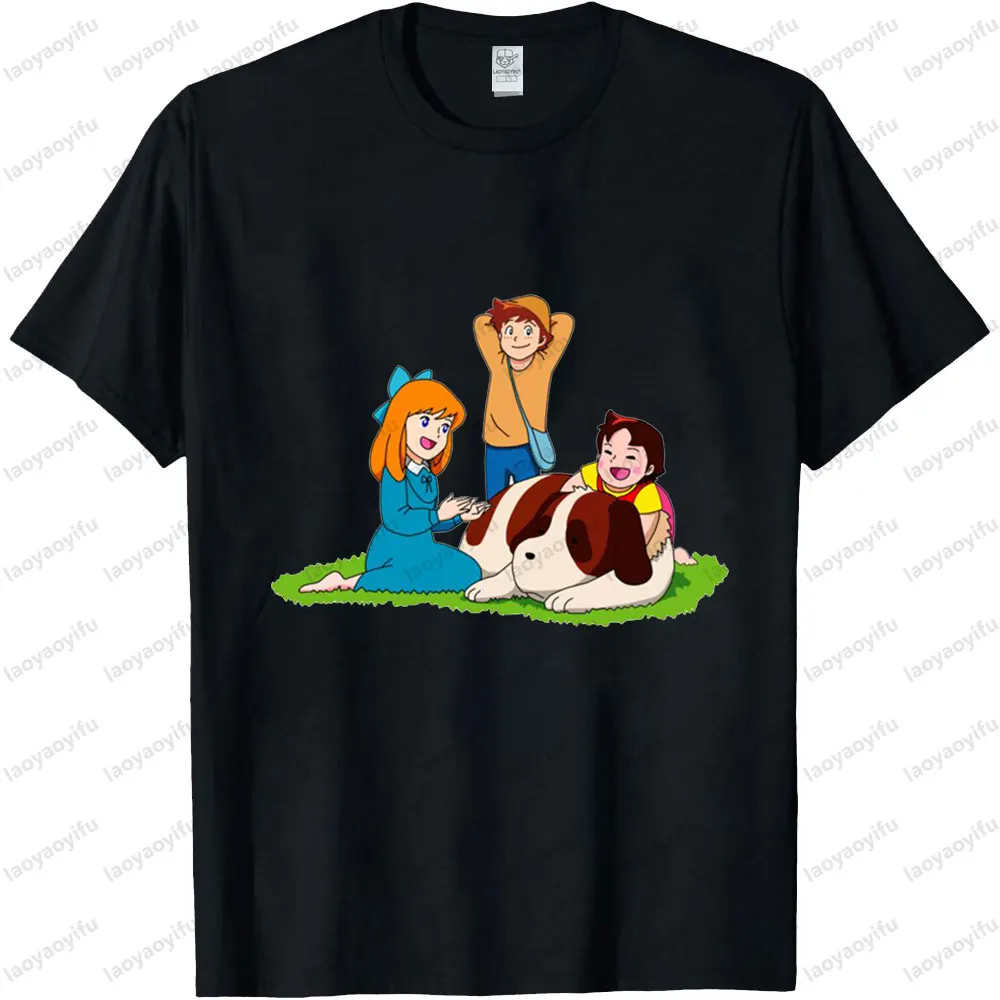 هايدي الفتاة من جبال الألب موضوع تي شيرت لطيف شخصية كرتونية طباعة للجنسين قصيرة الأكمام الرجال النساء الصيف القطن المحملة القمم #4