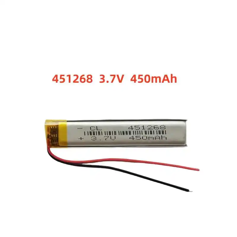 

3.7V 450mAh Li-Polymer Replacement Li Lipo Battery 451268 JST 2Pin 1.0/1.25/1.5/2.0/2.54mm Connector For GPS Camera LED