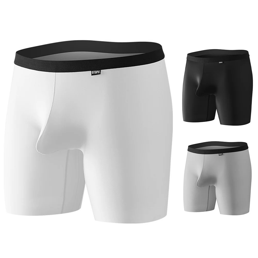 Calcinha de banho sem costura de seda gelo masculina, cintura baixa, cueca em U, cueca, shorts lisos, cuecas, verão