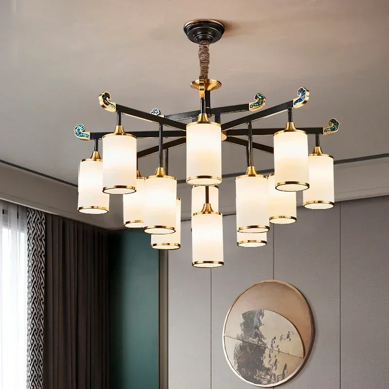 

SANDYHA American Style All Copper Pendant Lamp LED Light Living Room Dining Table Home Decoration Lighting Fixtures Modern