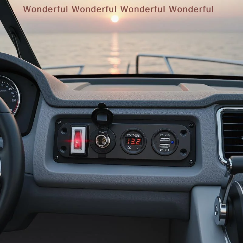 

Car USB Socket Panel Compact Design Dual USB Charger Voltmeter Power Outlet Easy Install for Car Interior Upgrade