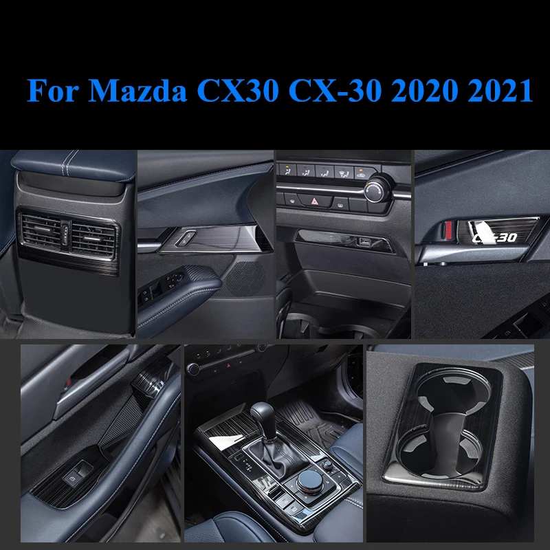 Drawing Black Accessories Interior Stainless Steel Decoraiton Cover Trim For Mazda CX30 CX-30 2020 2021