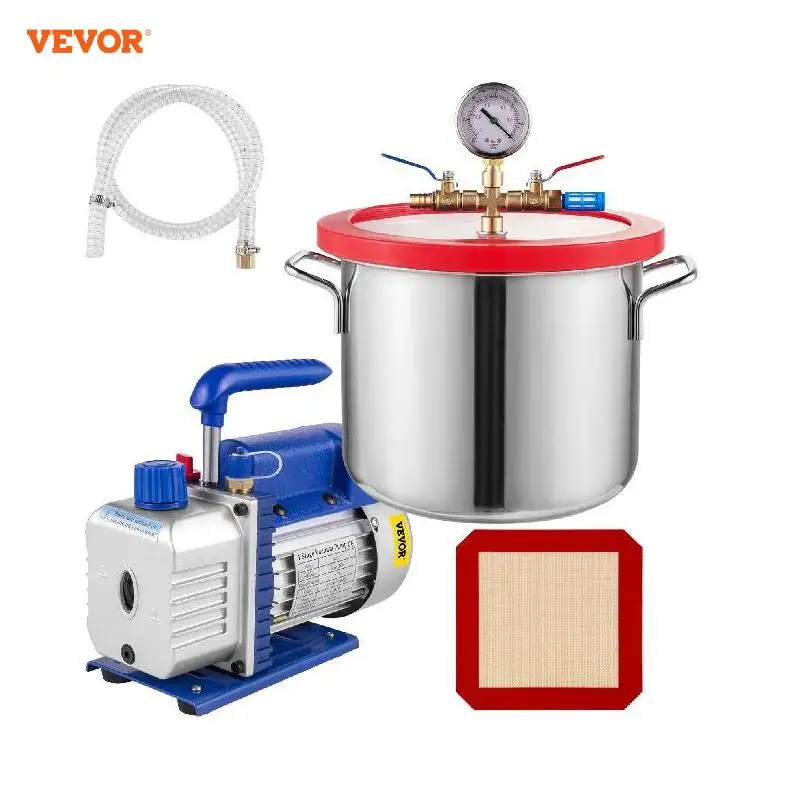 

VEVOR Vacuum Chamber W/Pump 3.6CFM 1/4HP Vacuum Pump With High-Capacity 1.5 Gallon Vacuum Chamber Vacuum Degassing Chamber Kit