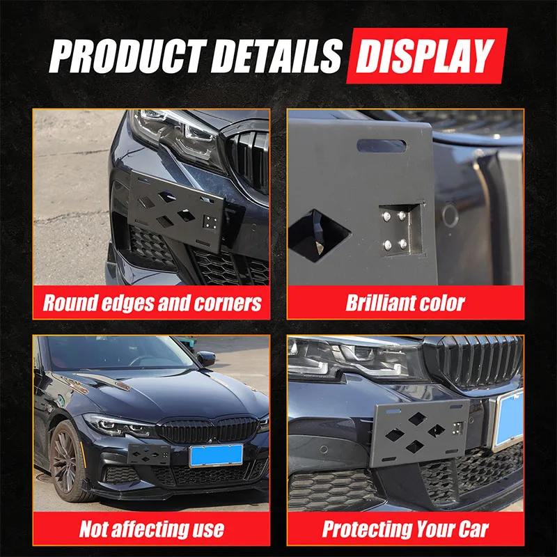 For BMW 3 Series G20 2020-2022 Car front license plate side mounted license plate holder Aluminum alloy Auto Accessories