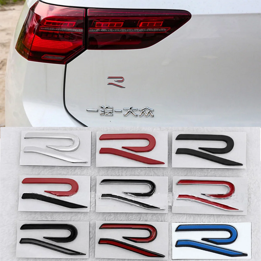 New R Emblem Car Body Tail Trunk Sticker Accessories For Volkswagen VW GTI Rline Polo Golf MK8 Passat Touareg Tiguan Magotan CC