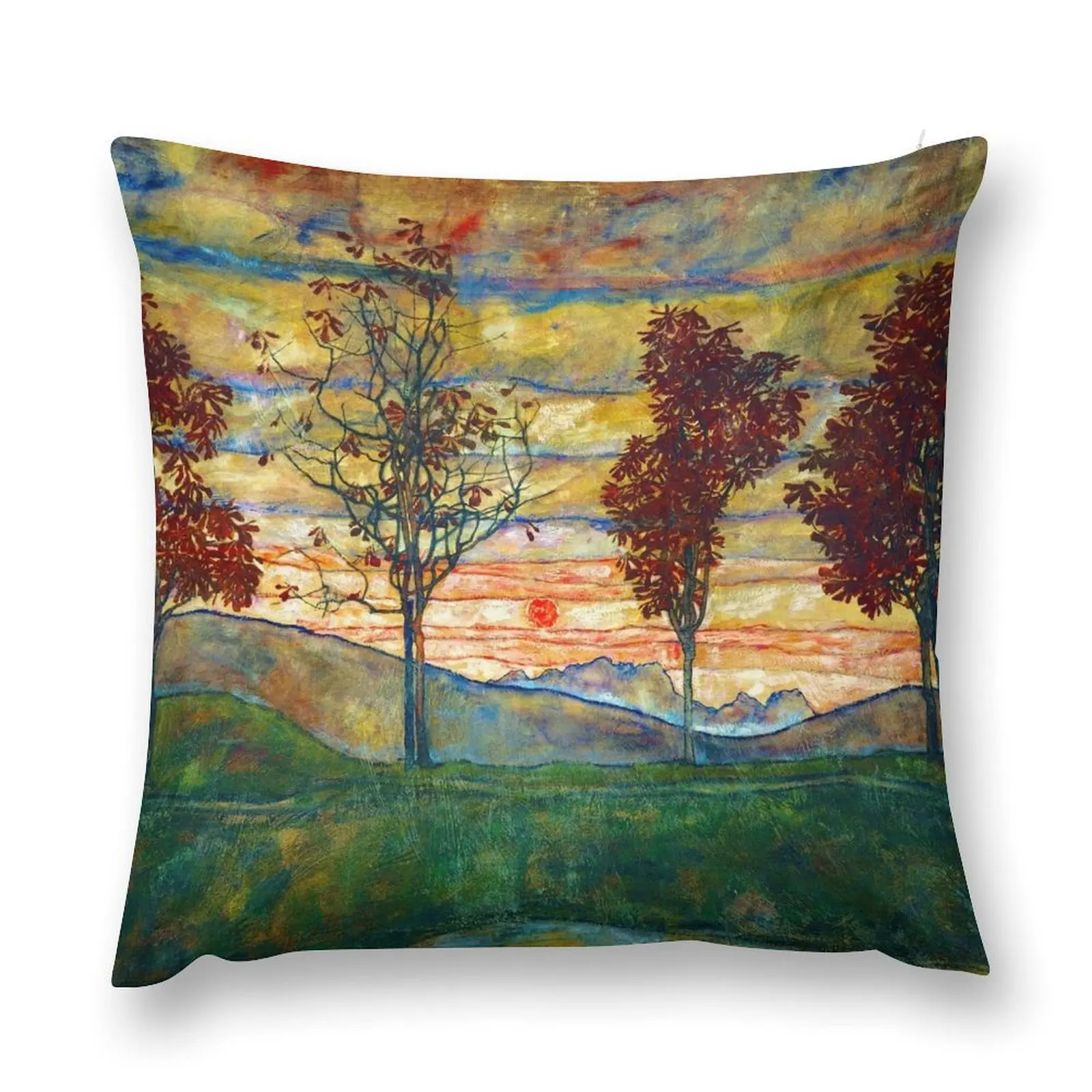 Egon Schiele Four trees, 1917 Throw Pillow Throw Pillow Covers ornamental pillows Pillow Case Decorative case