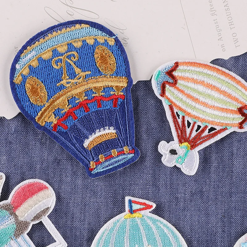 Cartoon Colorful Hot Air Balloon Embroidery Iron On Patches For Children\'s Clothing Accessories Cute Back Glue Patchs For DIY