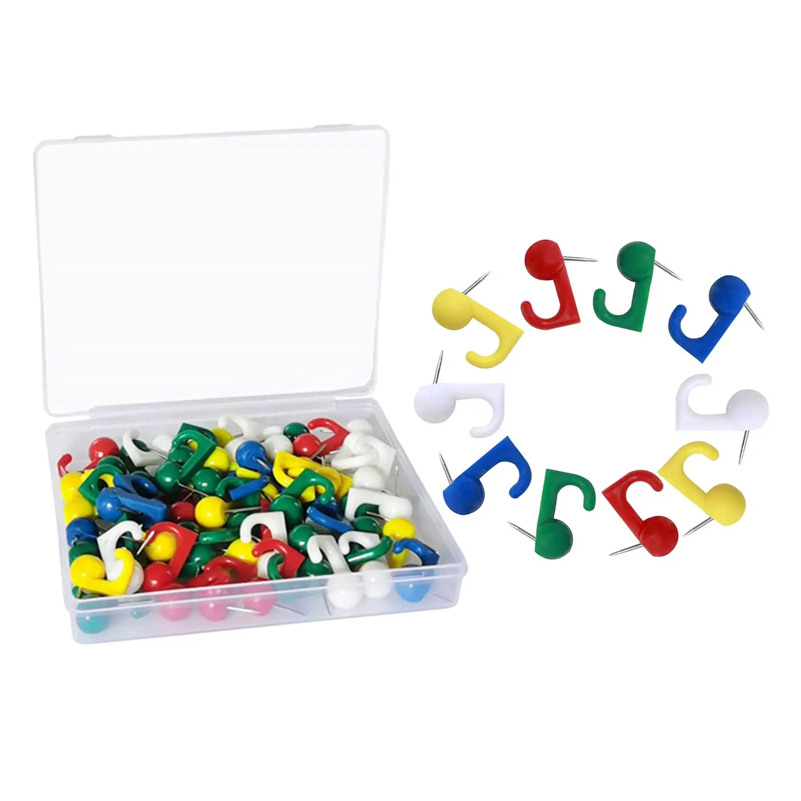 100 Pcs Thumb Tacks Plastic Decorative Hooks Mixed Color Colorful Hangers Tacks for Board Fabric School Decorations