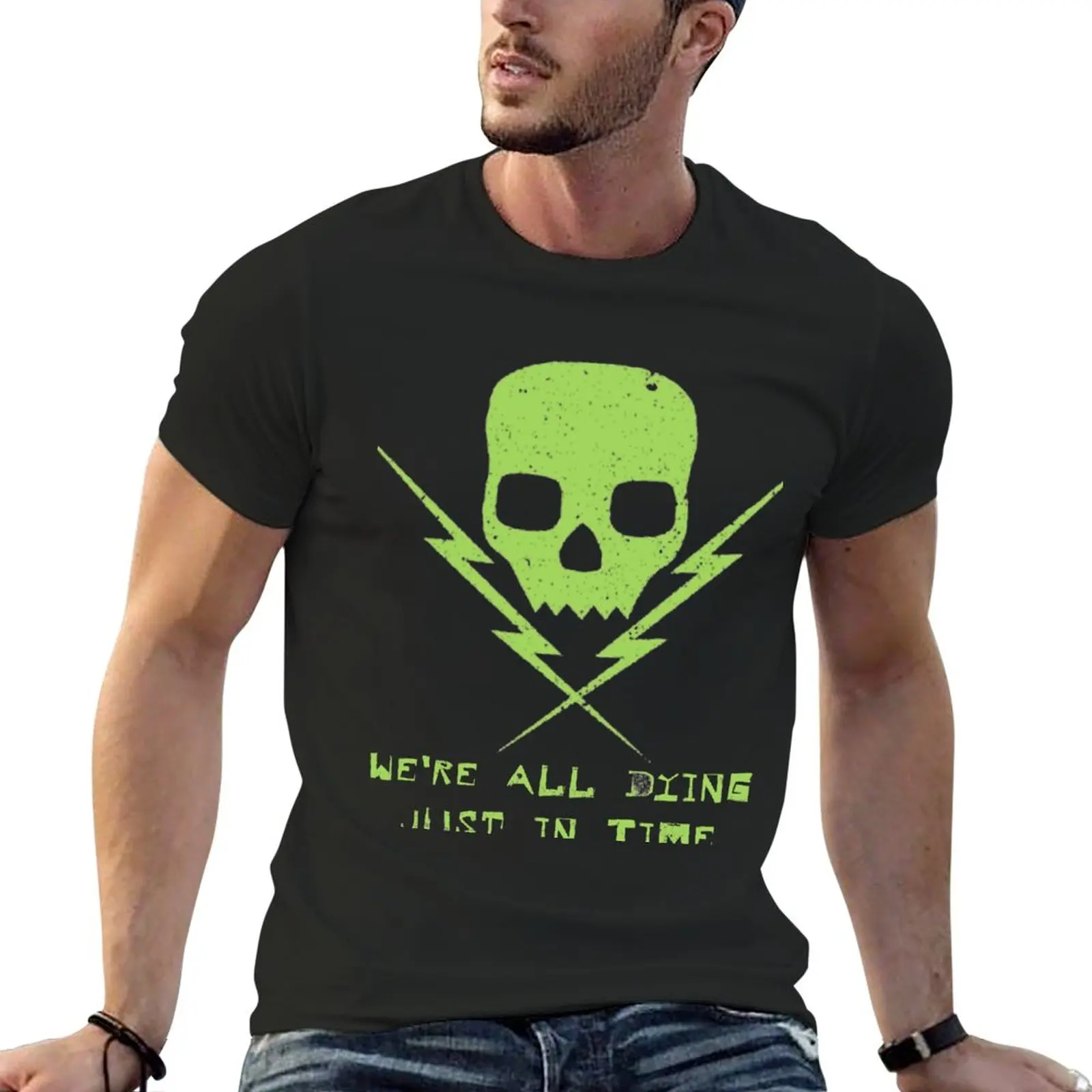 New Death by stereo - we're all dying just in time. T-Shirt summer tops plus size tops korean fashion men clothings