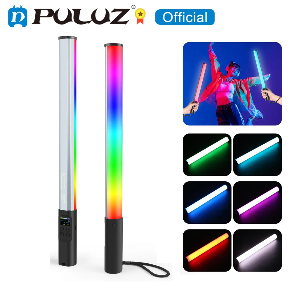 PULUZ 132 LED Foto Palmare RGB Stick Light, Luce di riempimento RGB a colori CCT (2500K - 9000K) 2600mAh 20 modalità RGB Palmare Stick