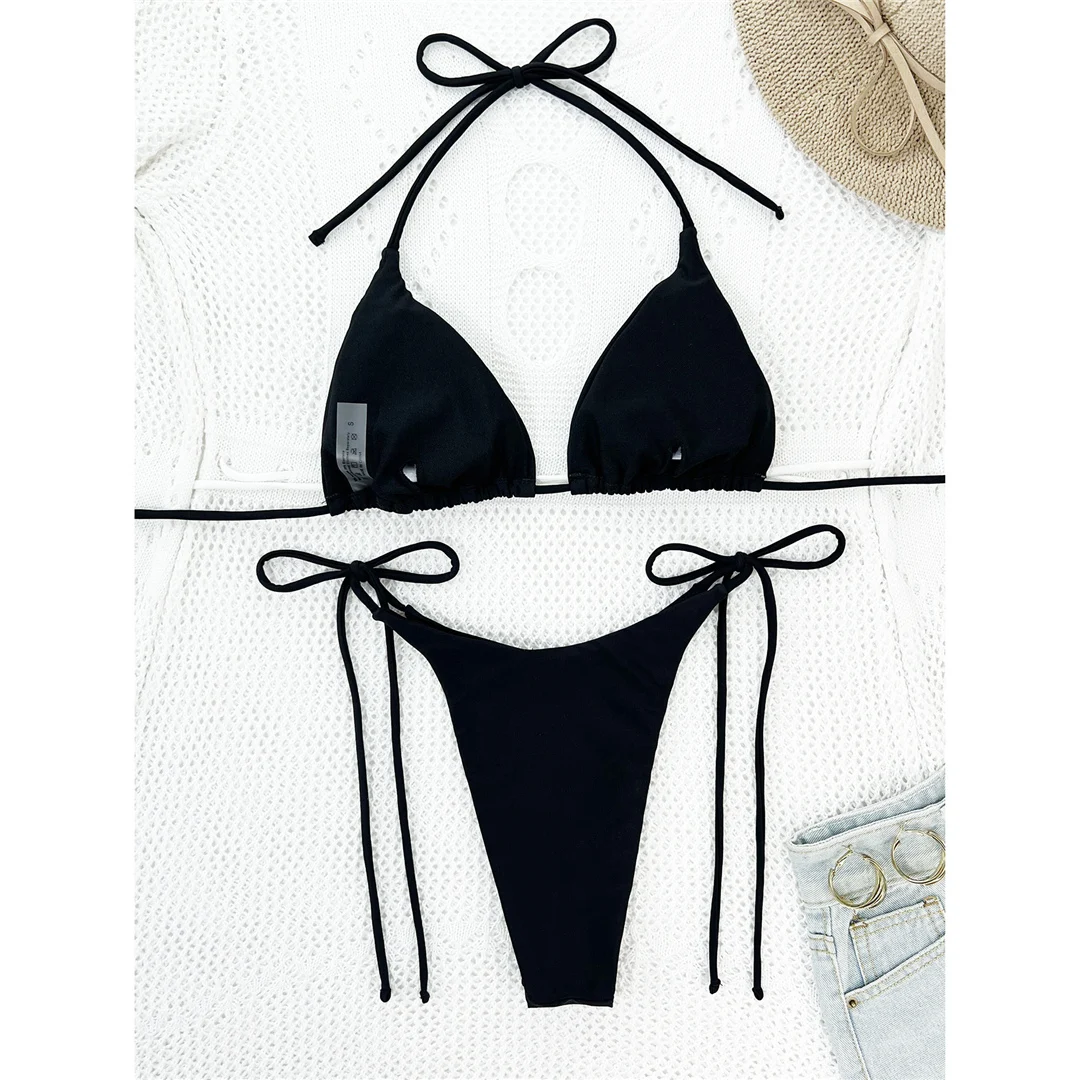 Diamant-Strass-Neckholder-Bikini mit Trägern, Damen-Badeanzug, zweiteiliger Bikini-Set, Badebekleidung, Badeanzug, Schwimmanzug V5351 – Detail 12