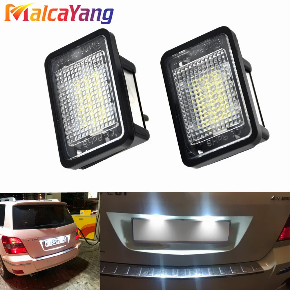 2Pcs LED Car License Number Plate Light Led Canbus Auto Tail Light For Mercedes-Benz GLK X204 2007-2013