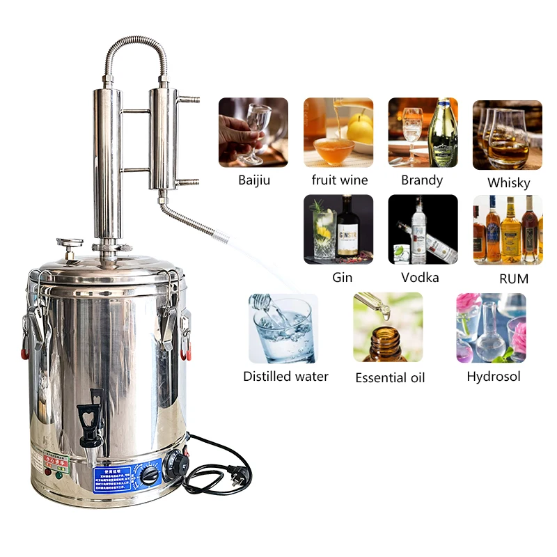 50L  household stainless steel still distilled water machine  Twin Tower toaster Corrugated conde