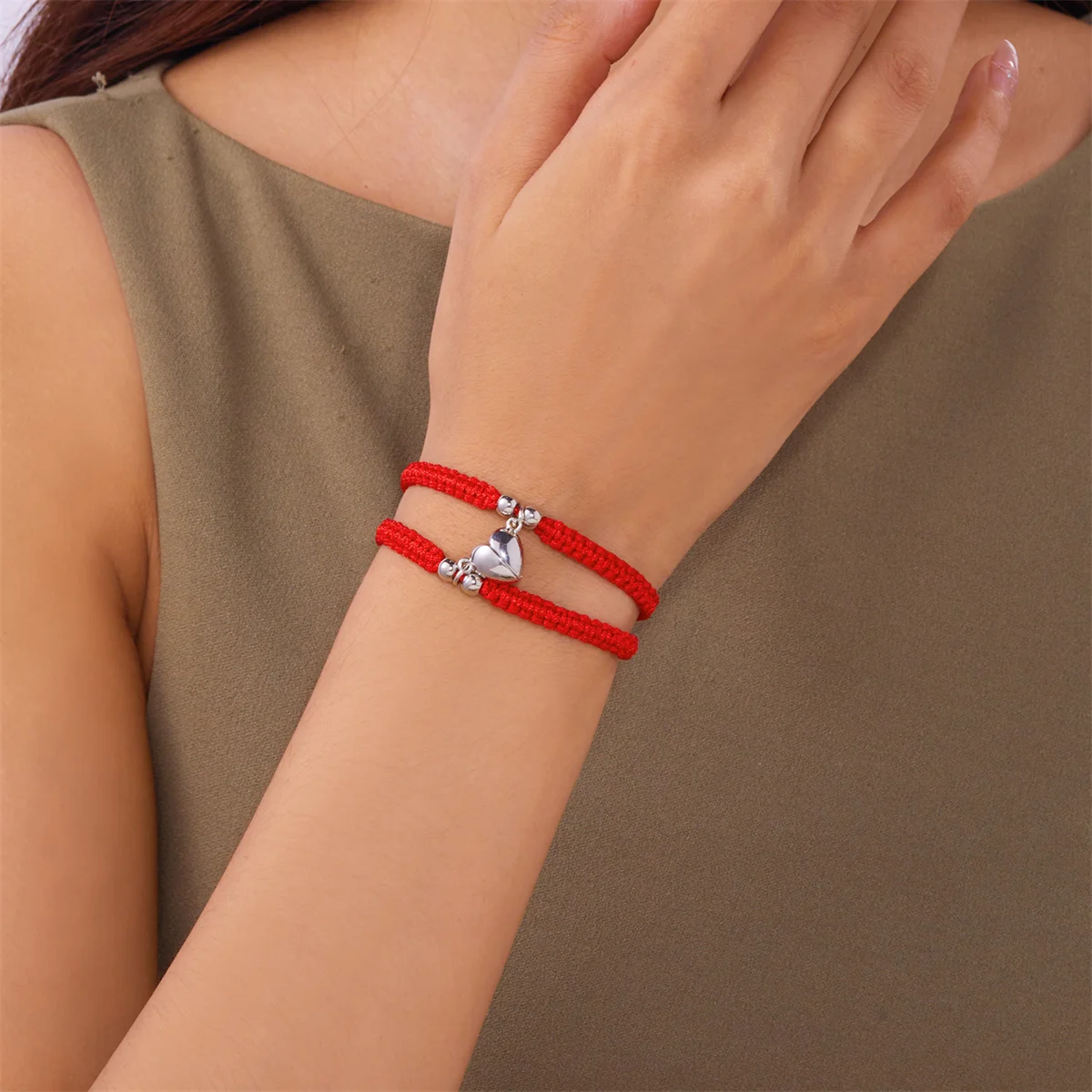 2 Teile/satz Romantische Herz Magnetische Gewinnen Paar Armband Für Frauen Männer Mode Geflochtenen Seil Passenden Armband Freundschaft Schmuck – Detail 35
