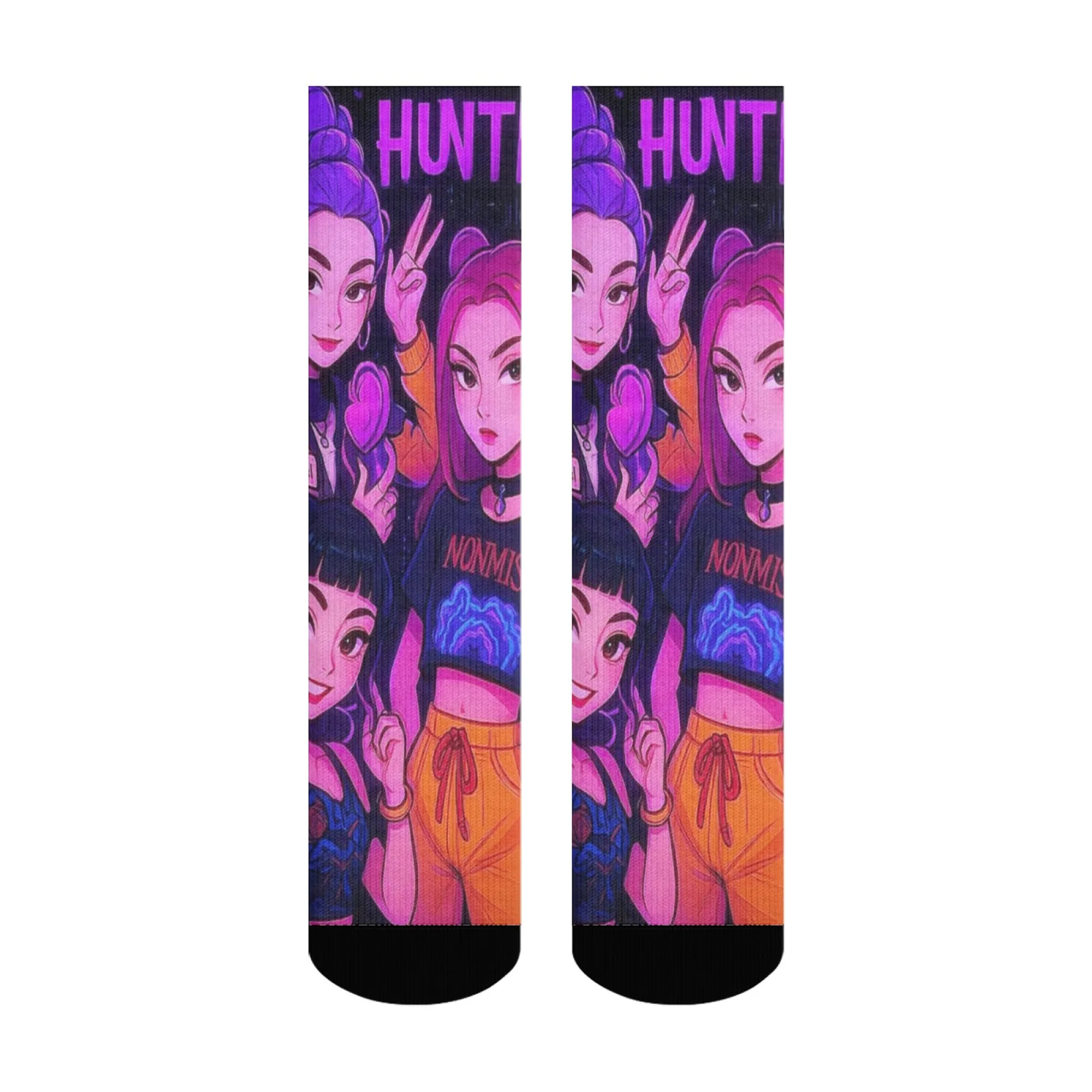 Calcetines unisex K-POP Hunter Girls Group Anime Crew, calcetines con estampado de patrón de moda, calcetines con tema de cultura de ídolo pop coreano para fanáticos
