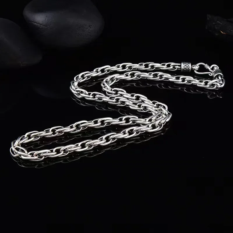 سلاسل فضة إسترليني عتيقة S925 للرجال ، قلادات بنطلون قوطية ، هيب هوب ، حفلة عيد ميلاد ، إكسسوارات مجوهرات ، شحن مجاني