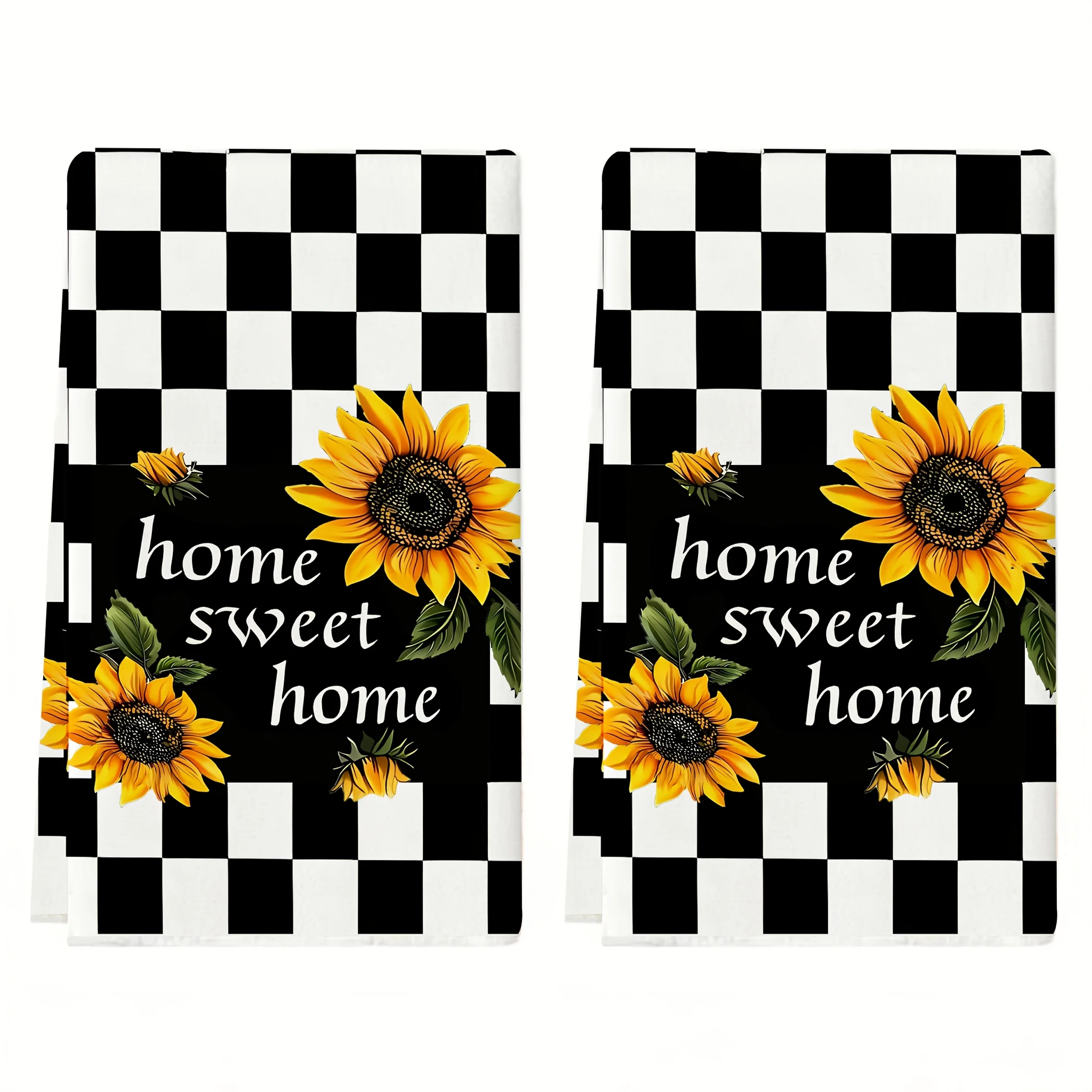 2-Pack Black and White Plaid Sunflower Kitchen Towels, Dish Towels, Hand Towels, Kitchen Decorative Towels, Neighbor Gifts, Sweet Housewarming Gifts for Friends, Mom Gifts, Friend Birthday Gifts.