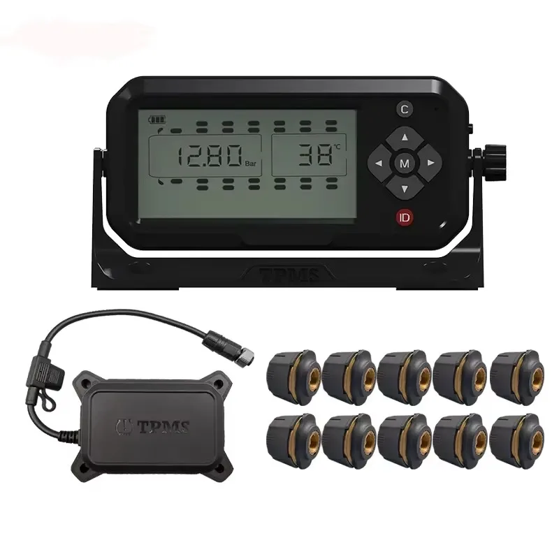 Wholesale 10-Sensor Digital Tire Gauges TPMS System for Heavy Trucks Buses Trailers Monitoring Tire Pressure Monitoring System